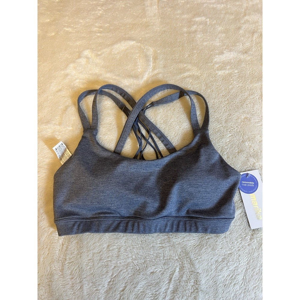 Marika Sport Performance Seamless Bra Gray Small NWT Strappy Cross Back Wireless